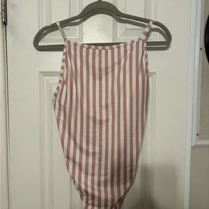 Andie Swim, The Paloma One-Piece Swimsuit Pink and White stripes Size L